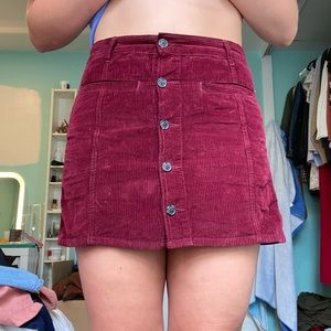 Corduroy button front A line skirt